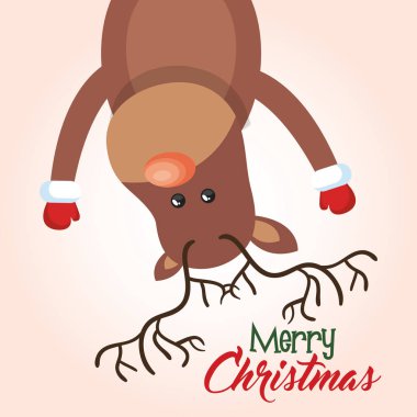 Noel reindeer tebrik tasarım asılı kartı