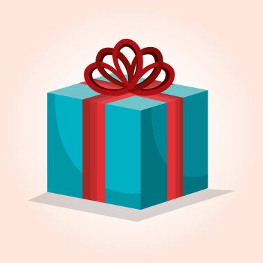 izole mavi kutu hediye kırmızı yay tasarım