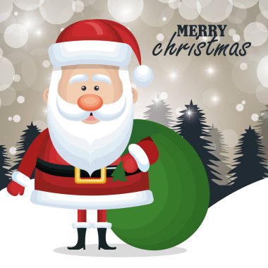 Noel kartı Noel Baba çanta hediye kar grafiği