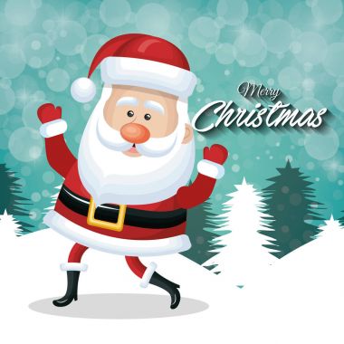 neşeli Noel Baba neşeli Noel beyaz ağaç kar