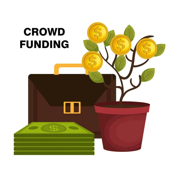 Icona del concetto di risparmio di crowdfunding — Vettoriale Stock