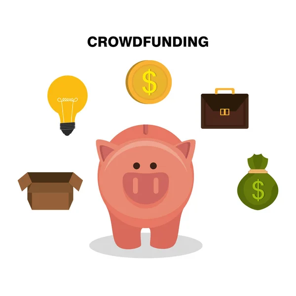 Crowdfunding besparingen concept pictogram — Stockvector