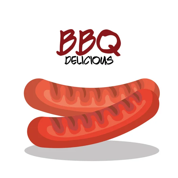 Parrilla de salchichas icono de menú barbacoa — Vector de stock