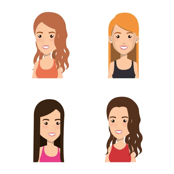 Young people avatars group — Stock Vector