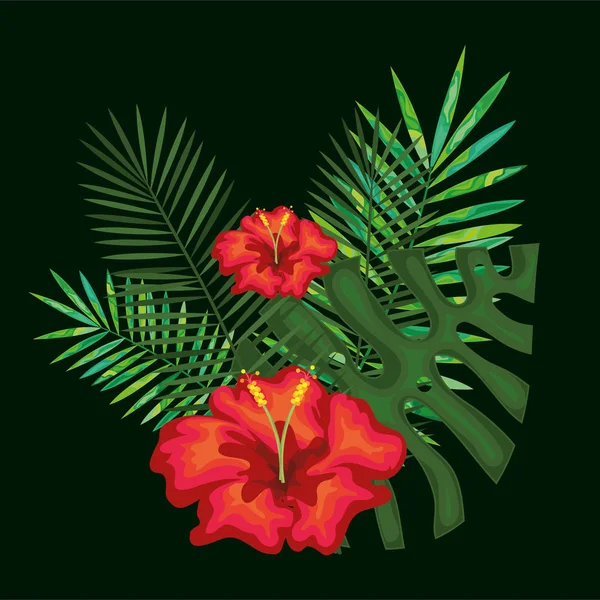 Tropical flowers decorative card — Stock Vector