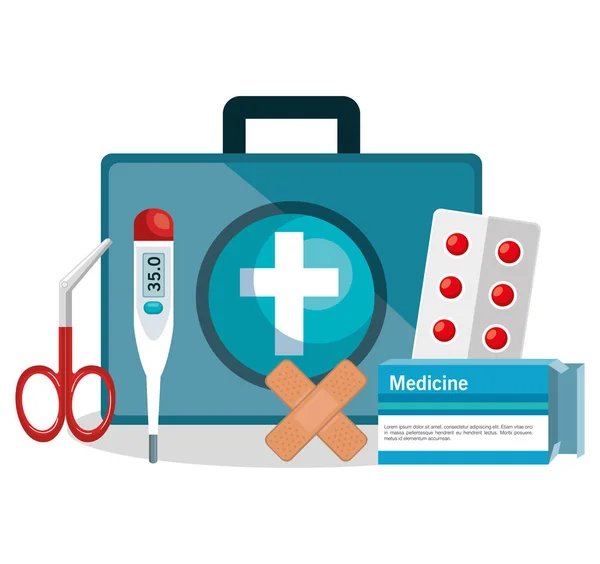 Ícone de elementos de kit médico — Vetor de Stock