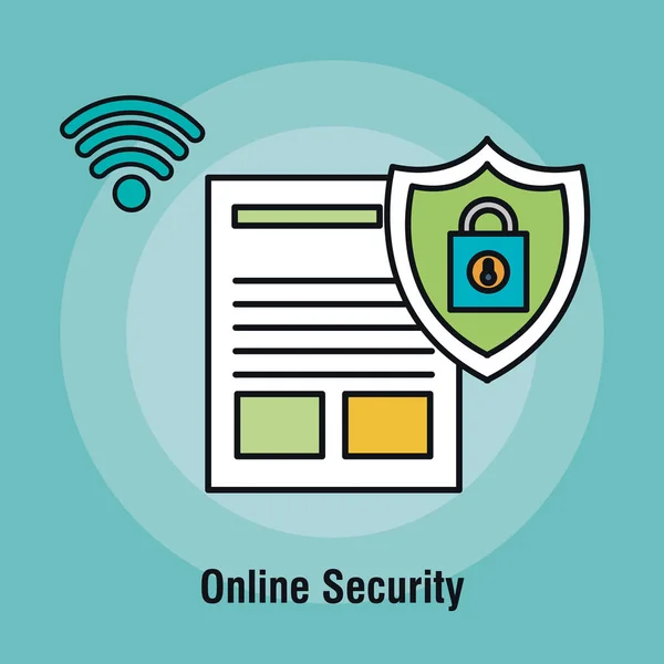 Dokument bezpieczeństwa online kłódka graficzny — Wektor stockowy