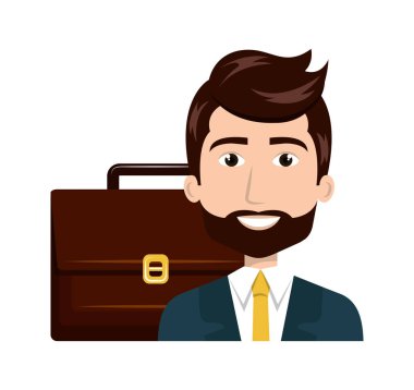 adam karikatür bavul izole