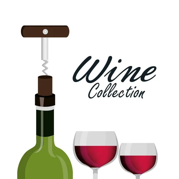 Sklenice na víno vývrtka label design, samostatný — Stockový vektor