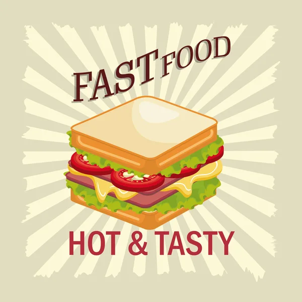 Sandwich fast food design isolado — Vetor de Stock