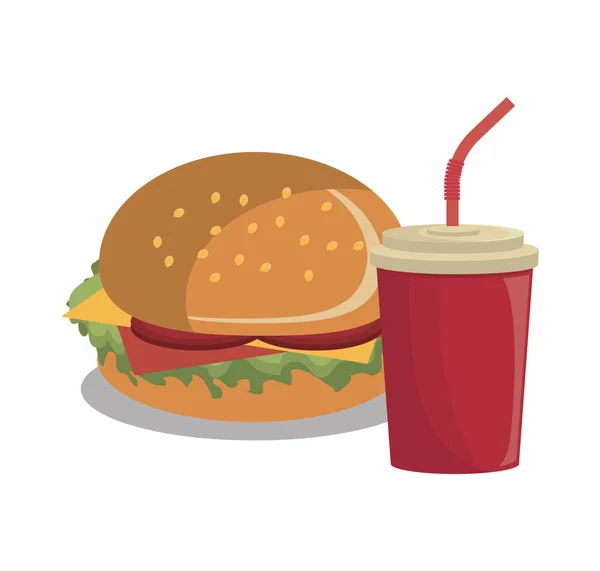 Hambúrguer fast food design isolado — Vetor de Stock
