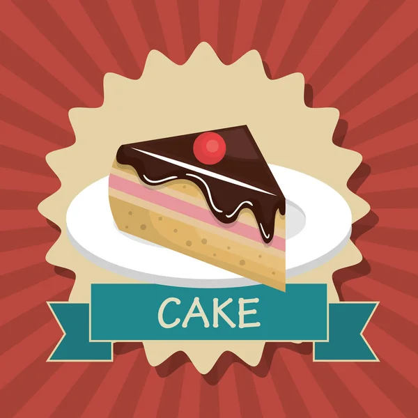 Pastel rebanada postre aislado — Vector de stock