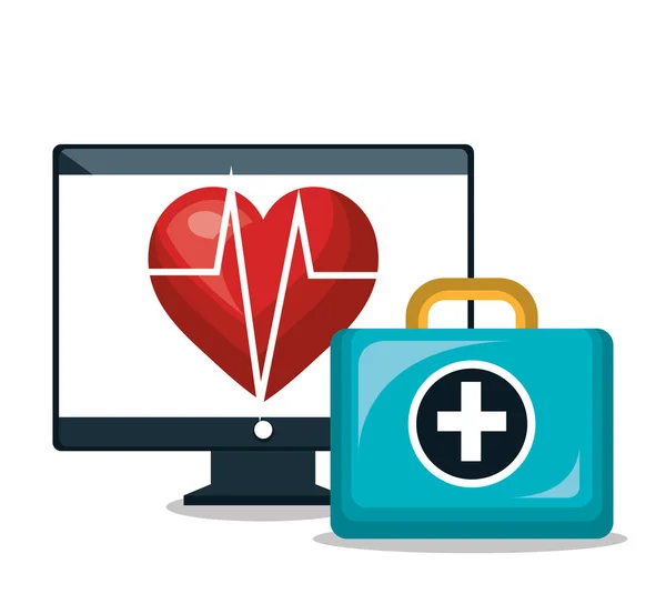 Cardiologie digitale gezondheidszorg medische geïsoleerd — Stockvector