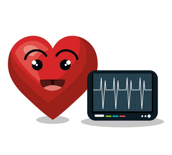 Kardiologie digitale Gesundheitsfürsorge medizinisch isoliert — Stockvektor