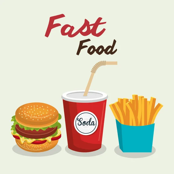 Fast Food Burger Design isoliert — Stockvektor