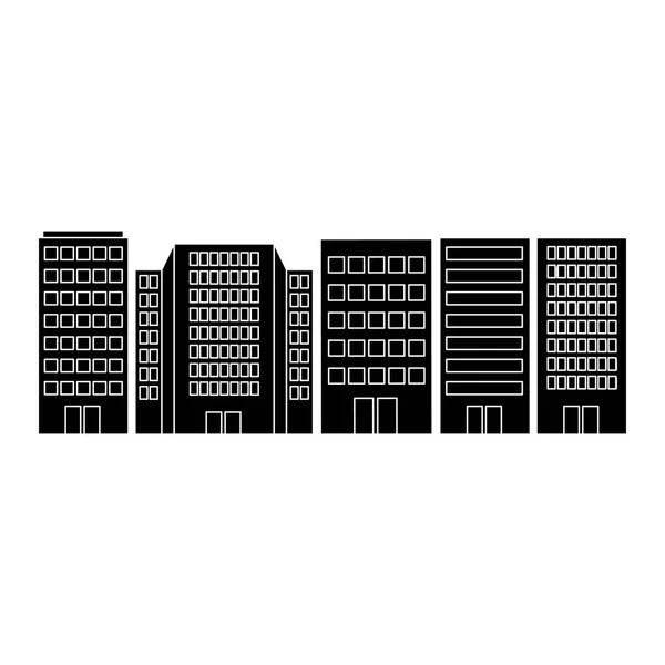 Gród ikona na białym tle budynków — Wektor stockowy