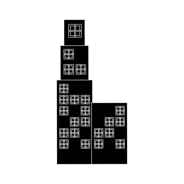 Edificios de paisaje urbano icono aislado — Vector de stock