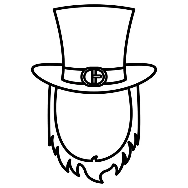 Chapéu elfo irlandês com ícone isolado da barba —  Vetores de Stock