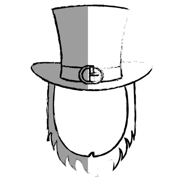 Irländska elf hatt med skägg isolerade ikon — Stock vektor