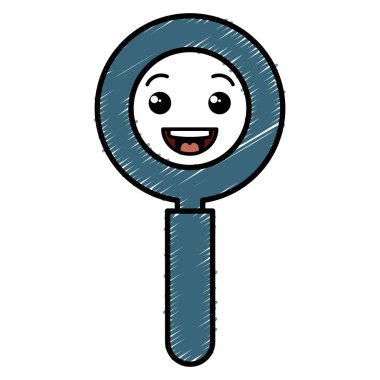 Büyüteç camı kawaii karakter arama