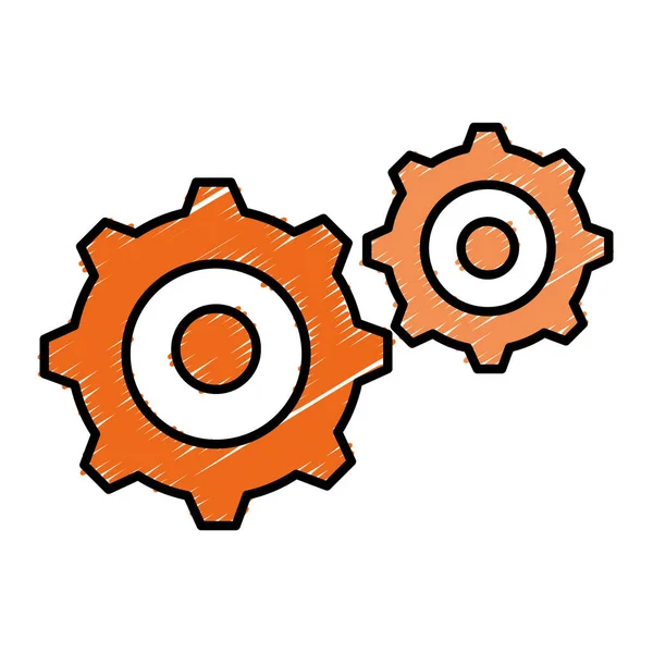 Gears machinery isolated icon — Stock Vector