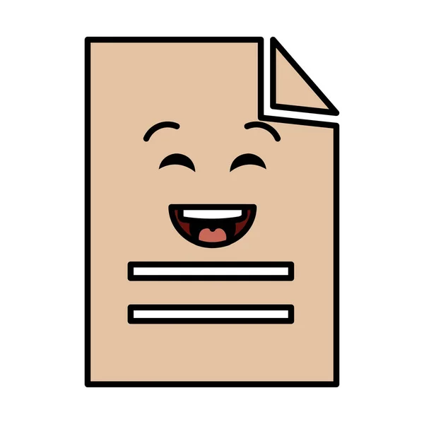 Document papier kawaii karakter — Stockvector