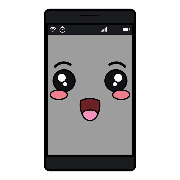 Dispositivo smartphone personagem kawaii — Vetor de Stock