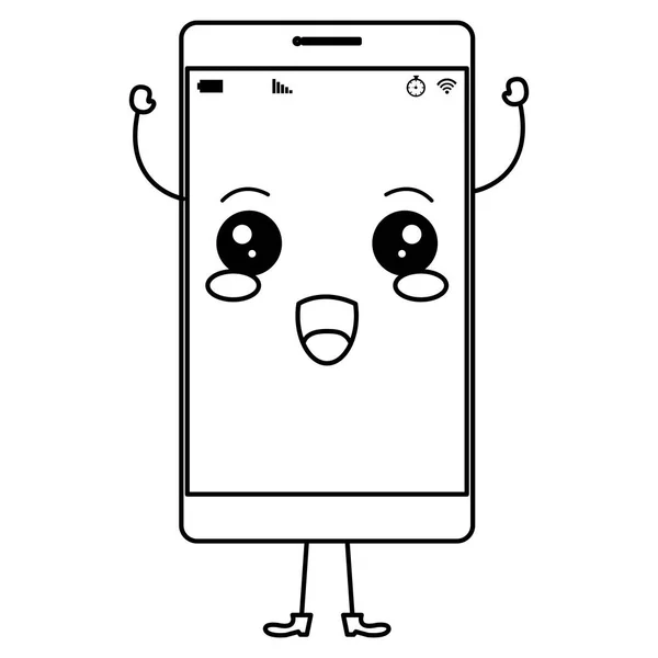 Smartphone-Gerät kawaii Charakter — Stockvektor
