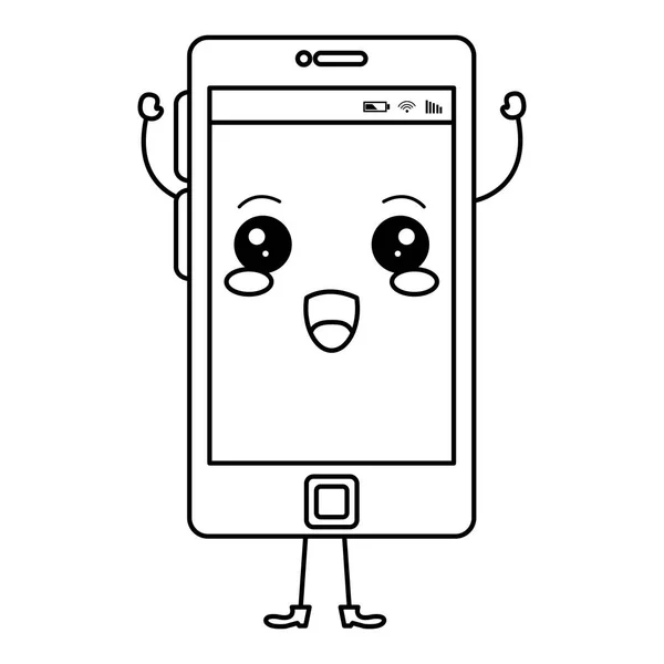 Smartphone device kawaii character — Stock Vector