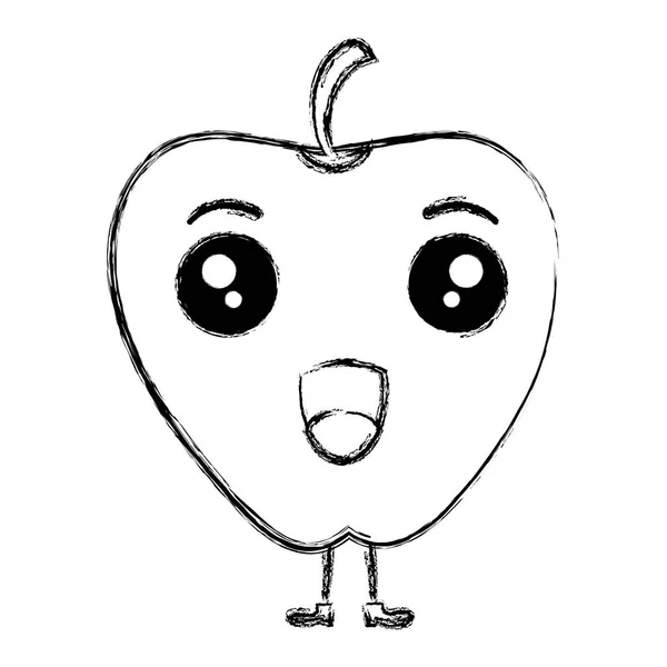 Pomme fruits frais kawaii caractère — Image vectorielle