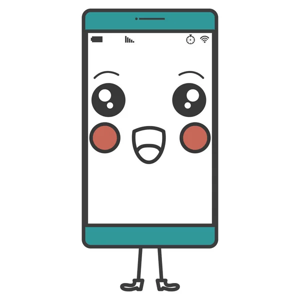 Karakter kawaii perangkat smartphone - Stok Vektor