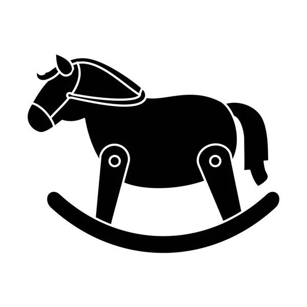 Horse wooden isolated icon — Stock Vector