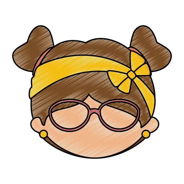 Chica con icono de gafas — Vector de stock