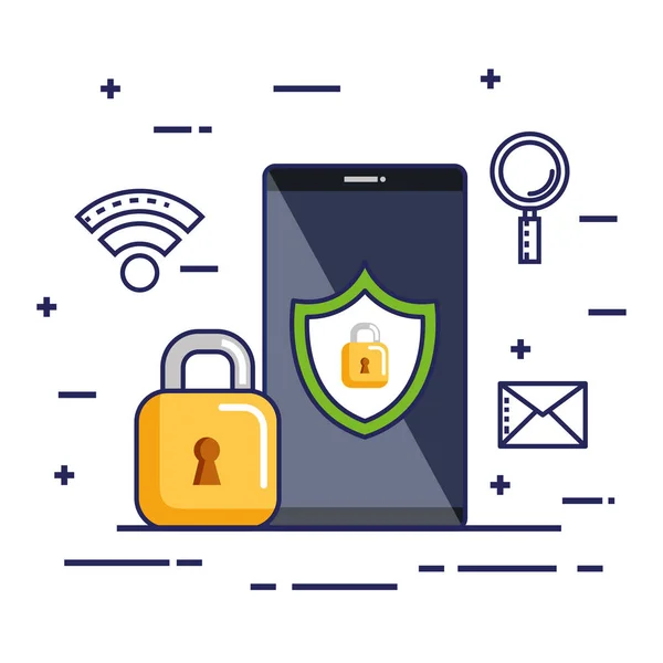 Захист технологій безпеки мобільних телефонів онлайн — стоковий вектор
