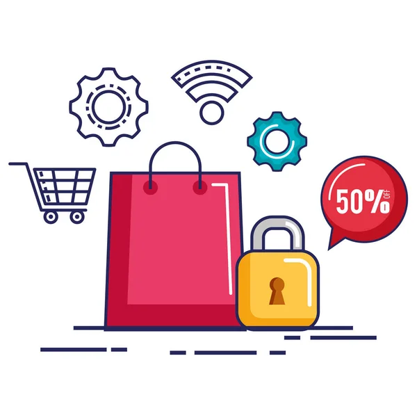 Online shopping security discount offer — Stock Vector