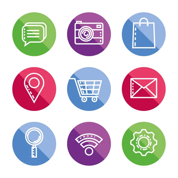 Webové ikony kolekce nakupování online tlačítka — Stockový vektor