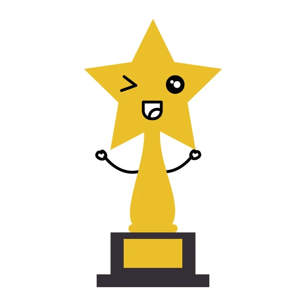 Étoile trophée prix kawaii caractère — Image vectorielle
