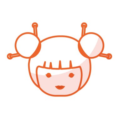 sevimli küçük Japon bez bebek kafa