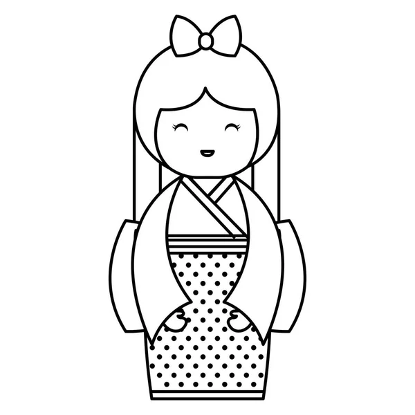 Lindo poco japonés muñeca — Archivo Imágenes Vectoriales