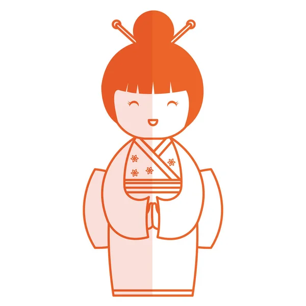 可爱的小日本娃娃 — 图库矢量图片