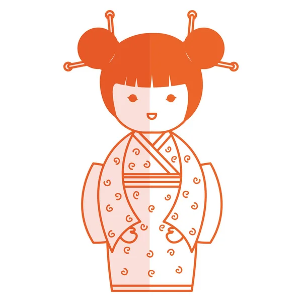 Милая маленькая японская кукла — стоковый вектор