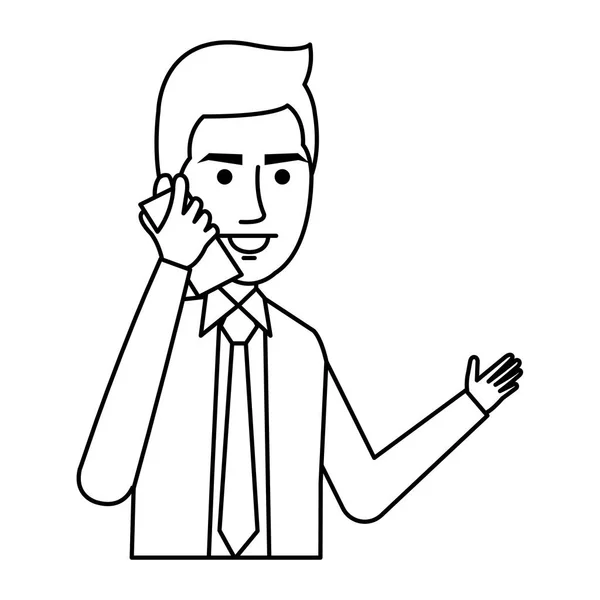 Smartphone avatar karakter ile zarif işadamı — Stok Vektör