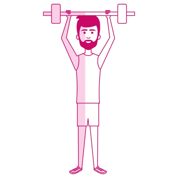 Athletic man weight lifting character — Stock Vector