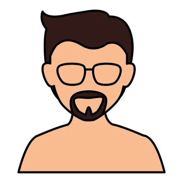 Joven hombre sin camisa carácter avatar — Vector de stock