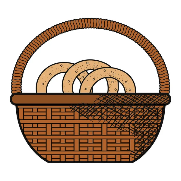 Cesta con pretzel producto — Vector de stock