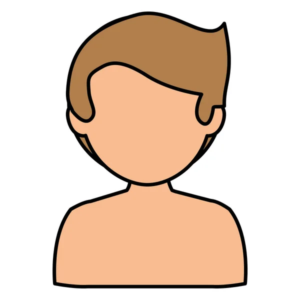 Joven hombre sin camisa carácter avatar — Vector de stock