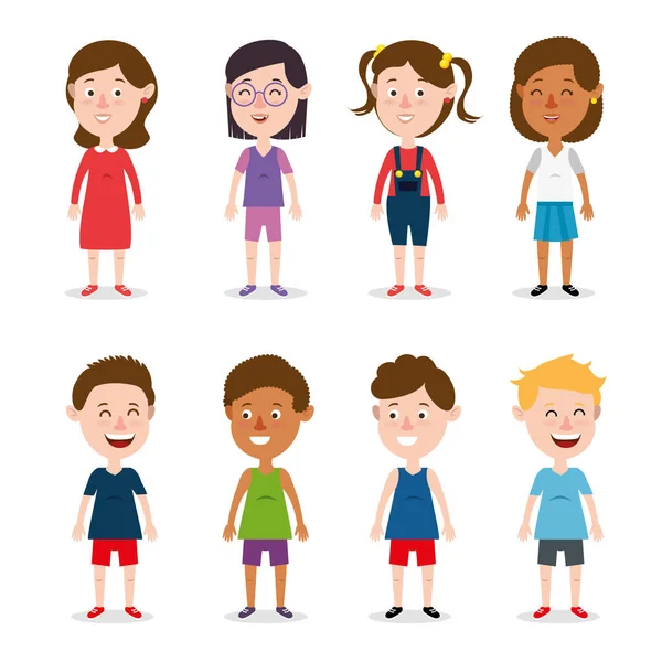 Groupe de personnages enfants heureux — Image vectorielle