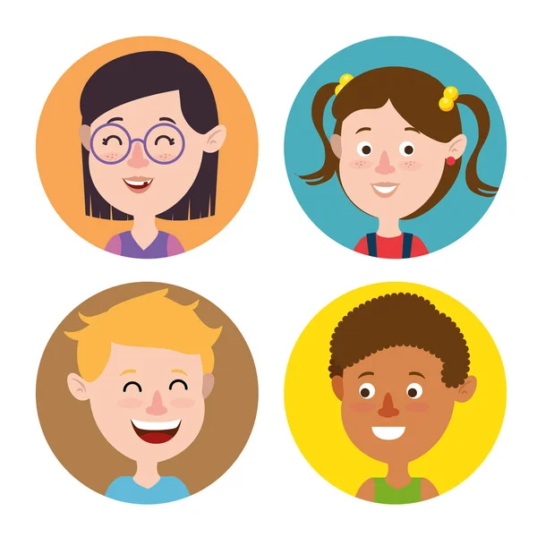 Groupe de personnages enfants heureux — Image vectorielle