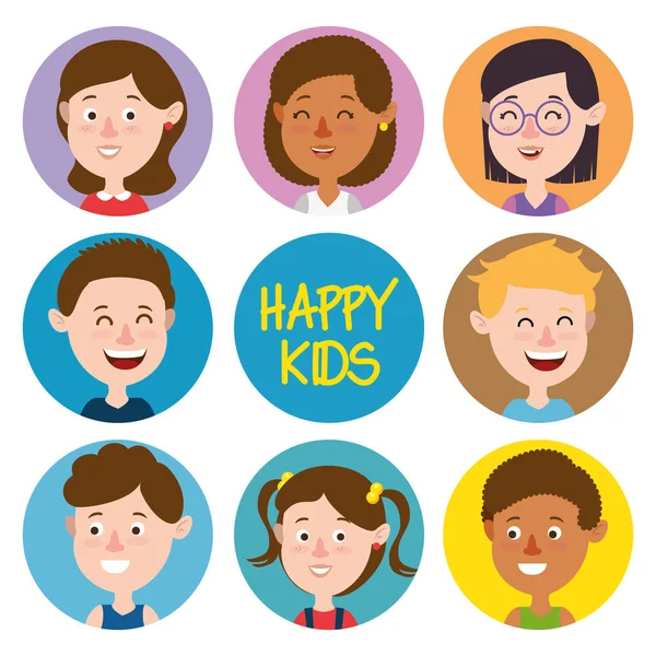 Group of happy kids characters — Stock Vector