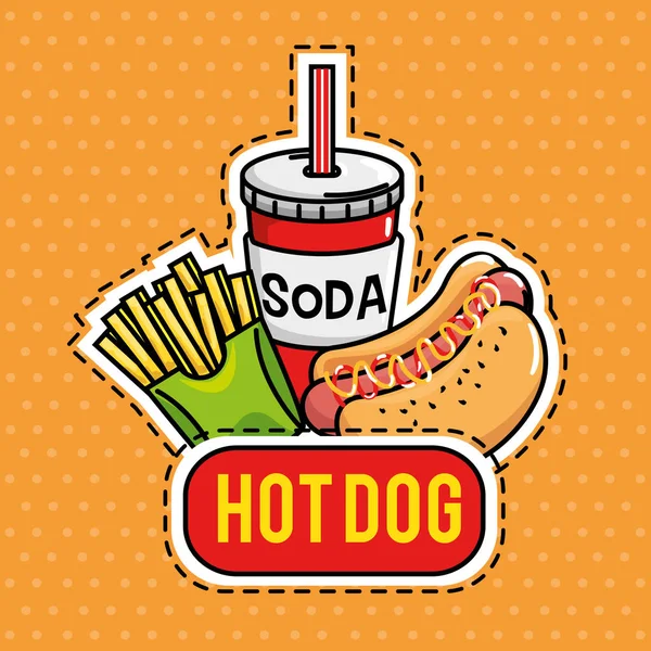 Fastfood stickers popart — Stockvector